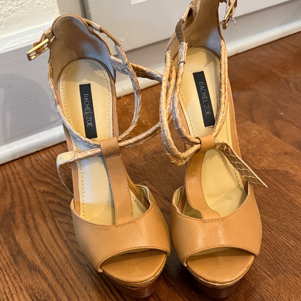 Rachel Zoe Tan Open-Toe Heels